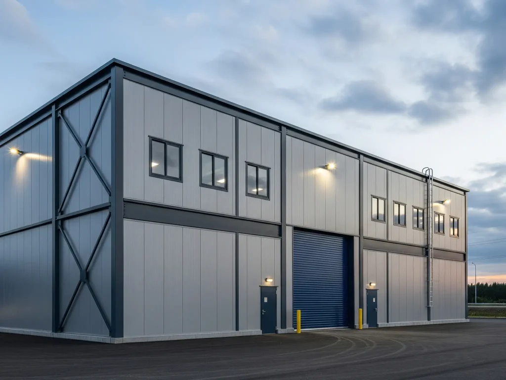 Gudang Baja Prefabrikasi dengan Panel dan Rangka Modular